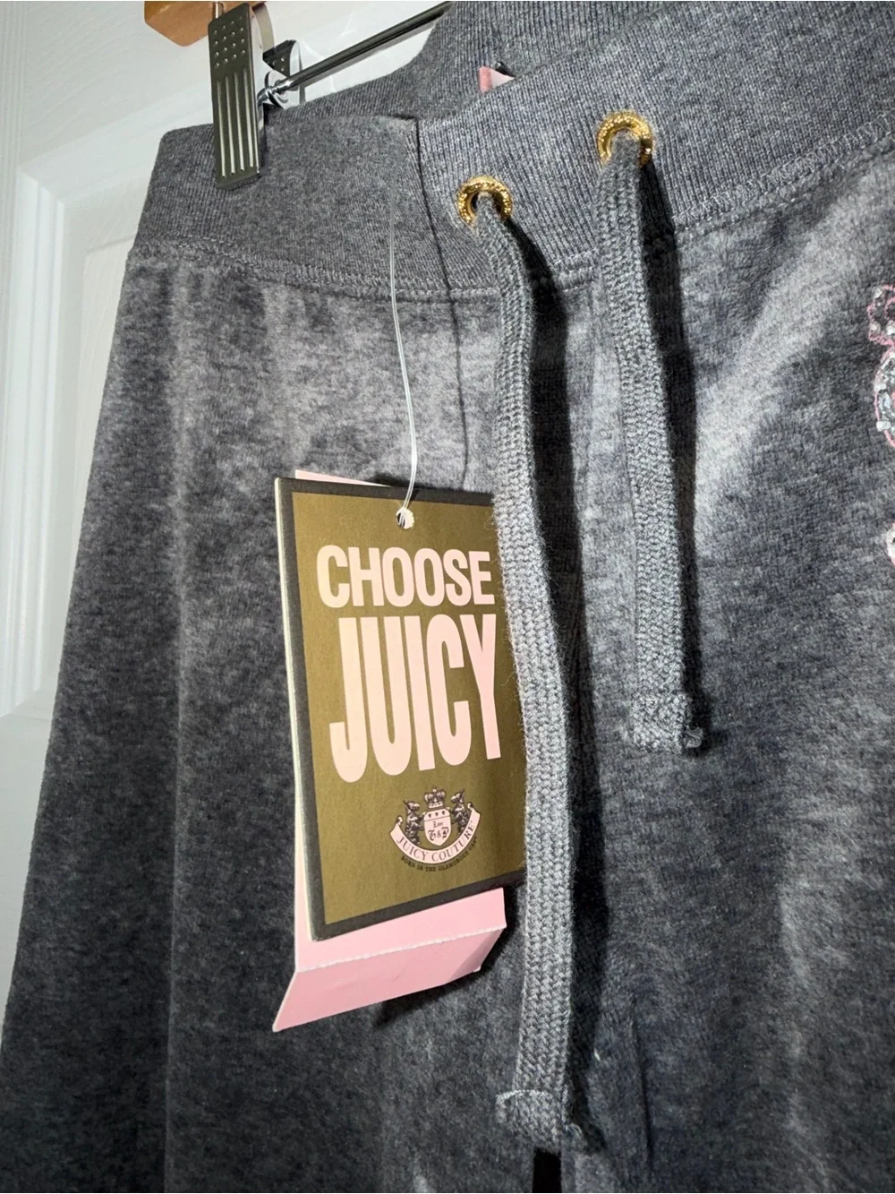 NWT Y2K Juicy Couture Velour Track Pants Girls 7 Fits XXS 00 Petite Rhinestone